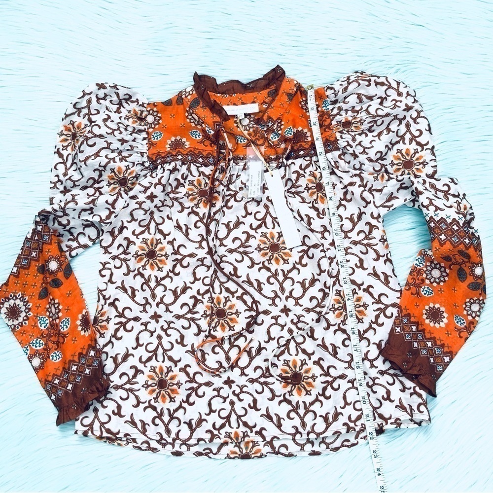 House of Harlow Long Sleeve Puff Shoulder
Blouse Beige Orange - Picture 3 of 5